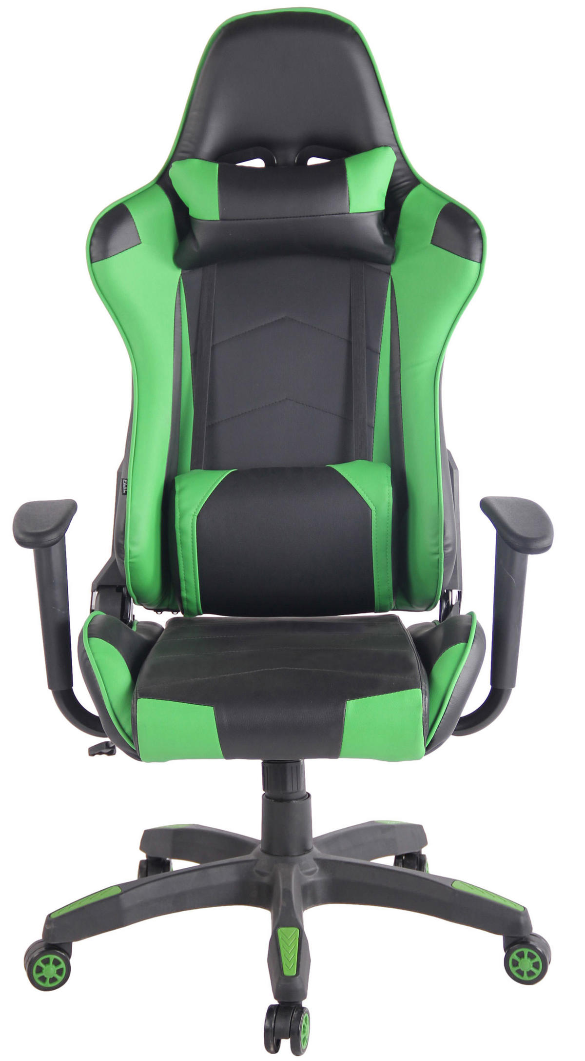 GAMINGSTUHL Lederlook schwarz/grün - Chromfarben/Schwarz, Kunststoff/Textil (65/128/50cm) - CLP