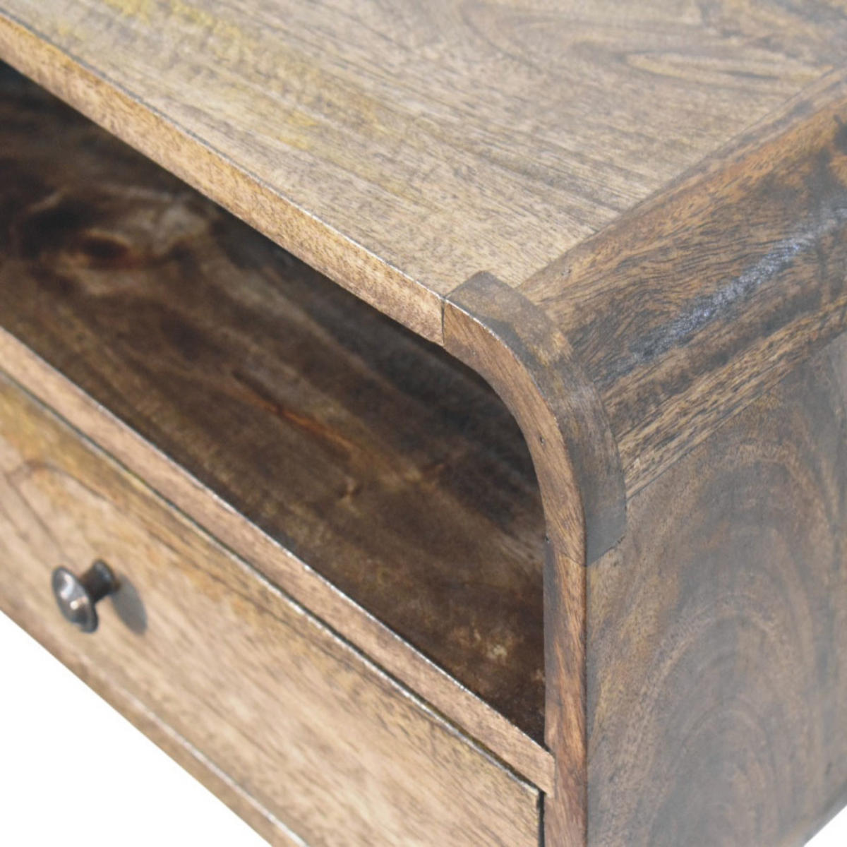 NACHTTISCH Wandmontiert mit offenem Fach - Dunkelbraun/Messingfarben, Holz/Metall (45/25/32cm) - Artisan Furniture