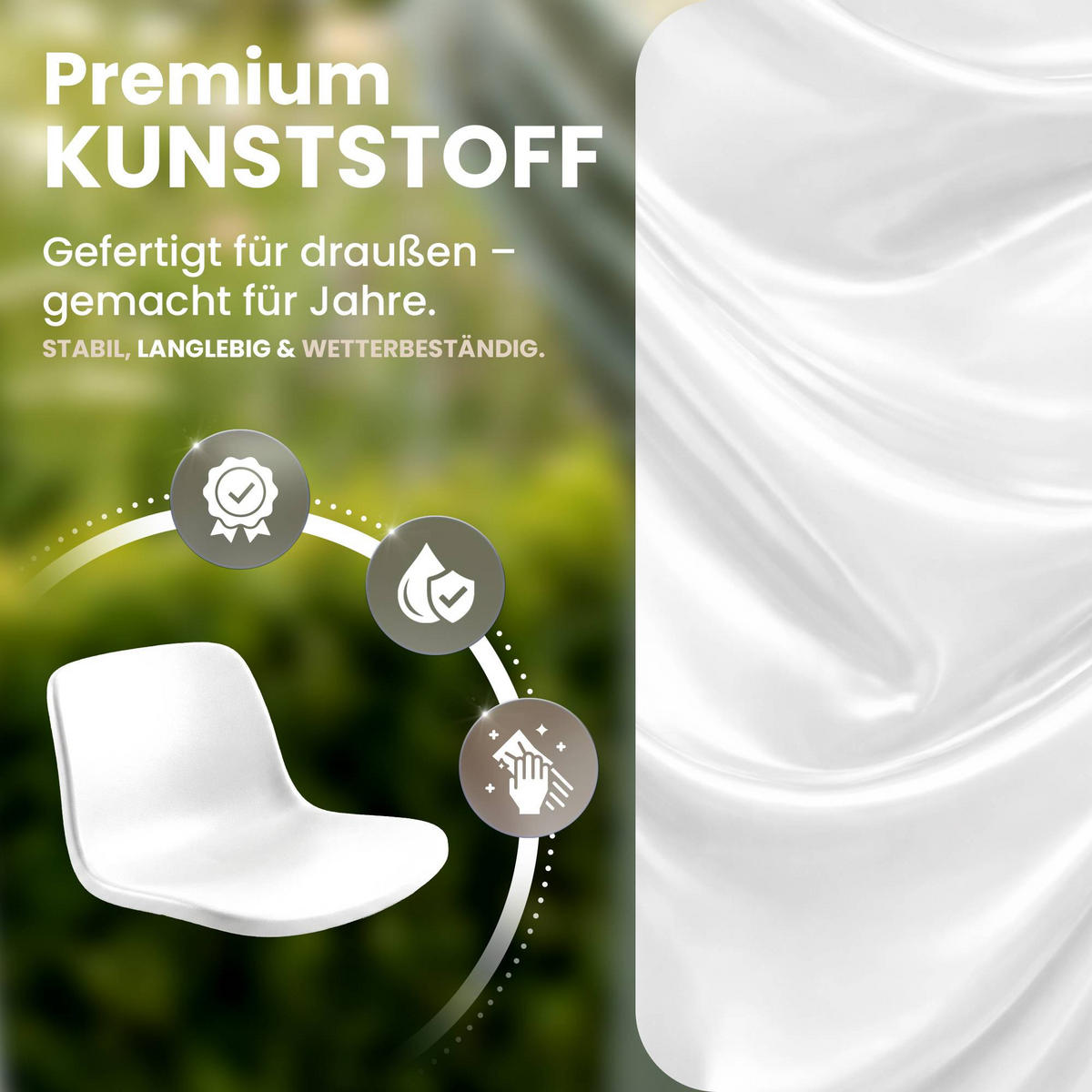 GARTENSTUHL 4er Set Kunststoff Weiß - Weiß, Kunststoff (45/84/55cm) - CLP