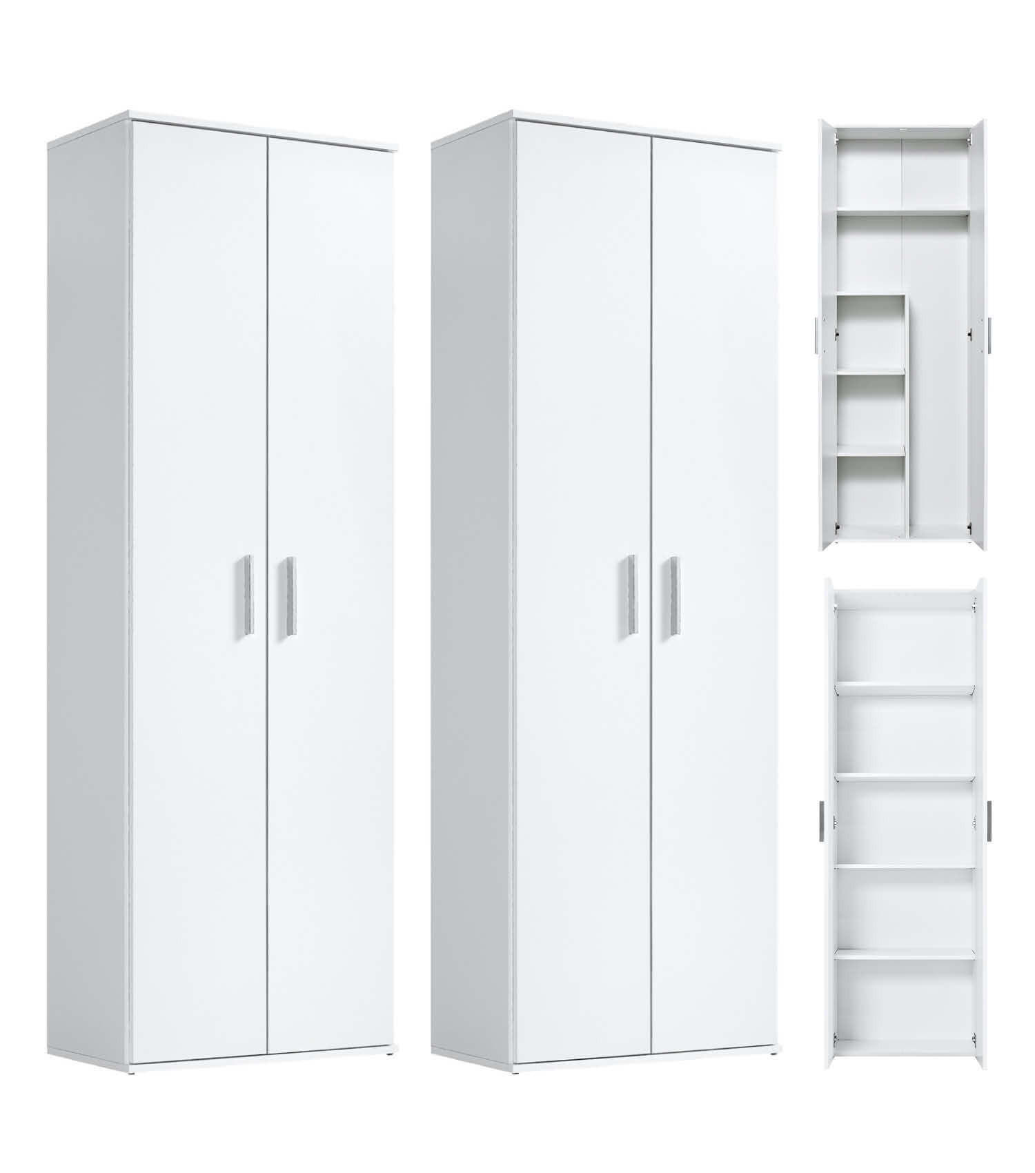 MEHRZWECKSCHRANK SET Der Allzweckwaffe - Silberfarben/Weiß, Holzwerkstoff (60/180/34cm) - Mokebo