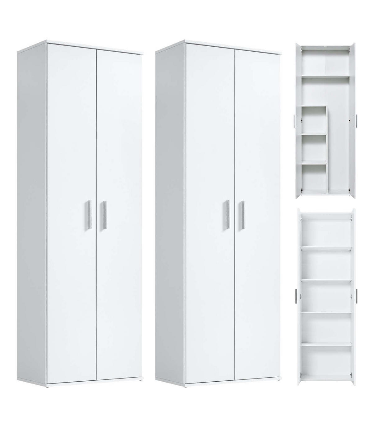 MEHRZWECKSCHRANK SET Der Allzweckwaffe - Silberfarben/Weiß, Holzwerkstoff (60/180/34cm) - Mokebo