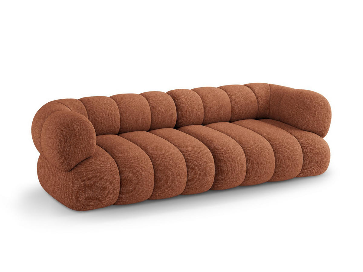 SOFA Koge aus Chenille-Stoff ziegelrot 4 Sitzplätze - Orange, Textil (95/70/240cm) - Cosmopolitan Design