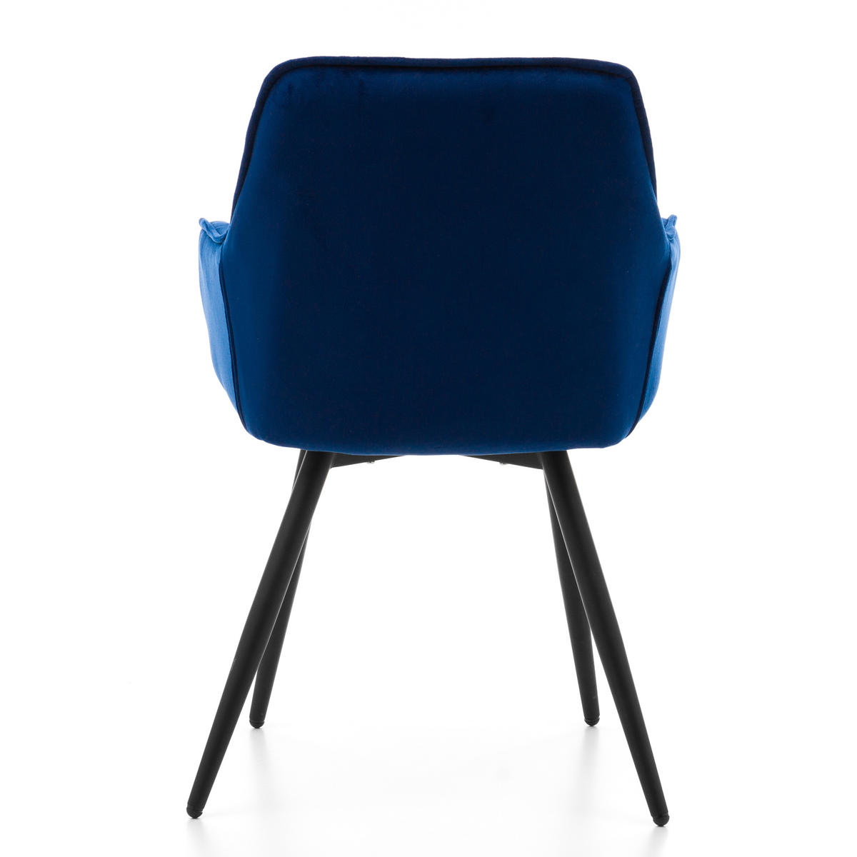 STUHL SIENA gepolstert mit Steppung - marineblau schwarze Beine - Samt Velours - Schwarz/Dunkelblau, Textil/Metall (58/87/61cm) - NEW HOME