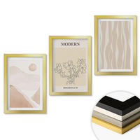 WANDBILDER 3er Set - 20x30 cm Goldrahmen - Abstrakte Formen und Farben - Goldfarben, Kunststoff (20/30cm) - ArtPrintCave