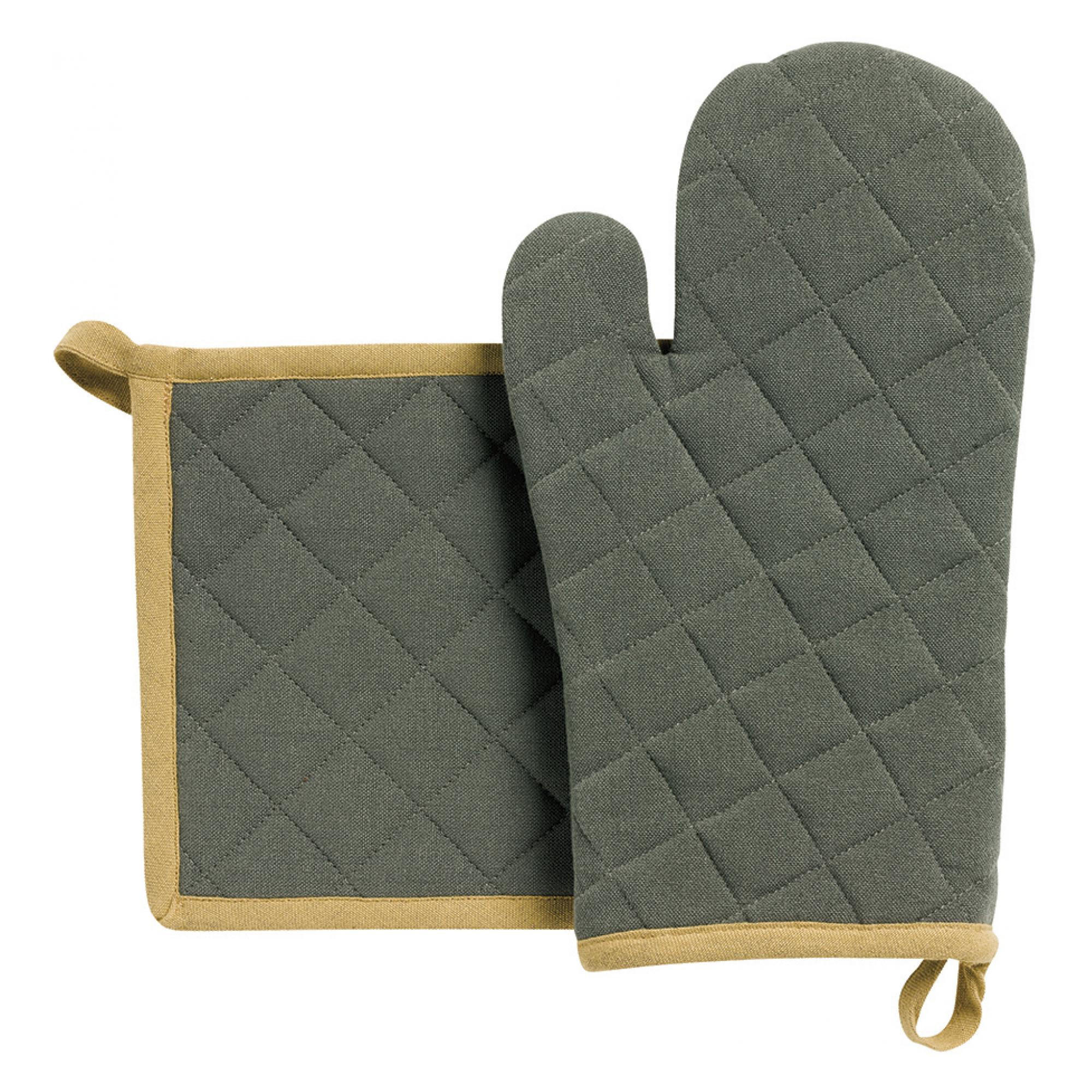 SET AUS TOPFLAPPEN/TOPFHANDSCHUH AUS RECYCELTEM MATERIAL Grace waldgrün 15 x 32 cm - Waldgrün, Textil (15/32cm) - Winkler