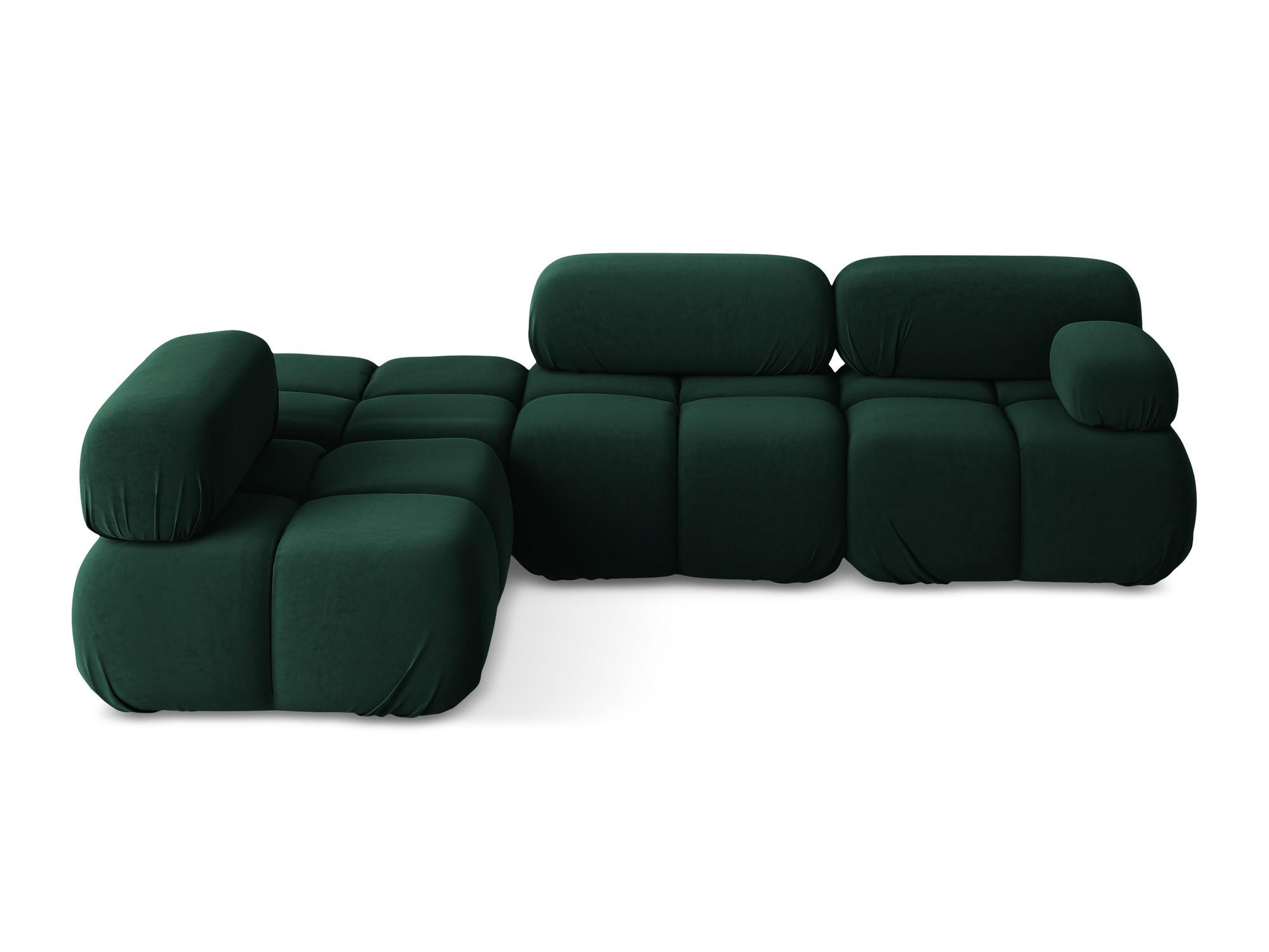 ECKSOFA Links Samt Stoff Grün - Blau/Dunkelgrün, Kunststoff/Textil (190/285cm) - Makamii