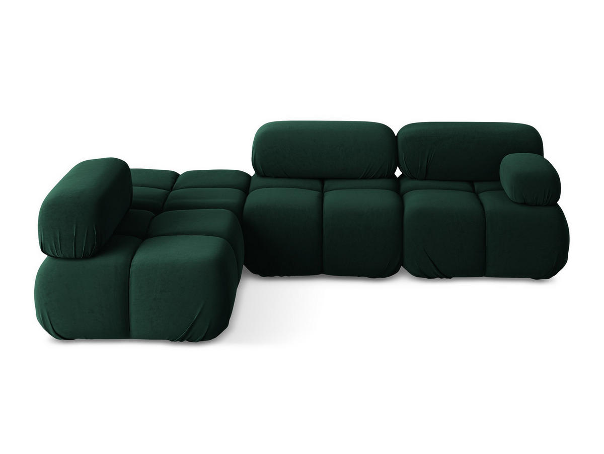 ECKSOFA Links Samt Stoff Grün - Blau/Dunkelgrün, Kunststoff/Textil (190/285cm) - Makamii