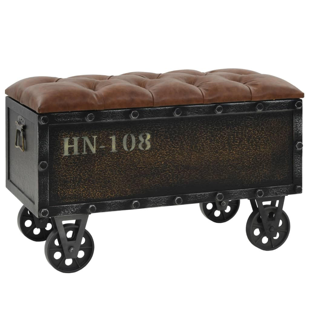 AUFBEWAHRUNGSBANK Massivholz Kunstleder 80,5x41x50 cm - Braun, Textil (80.5/50/41cm) - furnicato