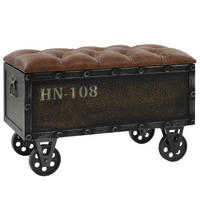 AUFBEWAHRUNGSBANK Massivholz Kunstleder 80,5x41x50 cm - Braun, Textil (80.5/50/41cm) - furnicato