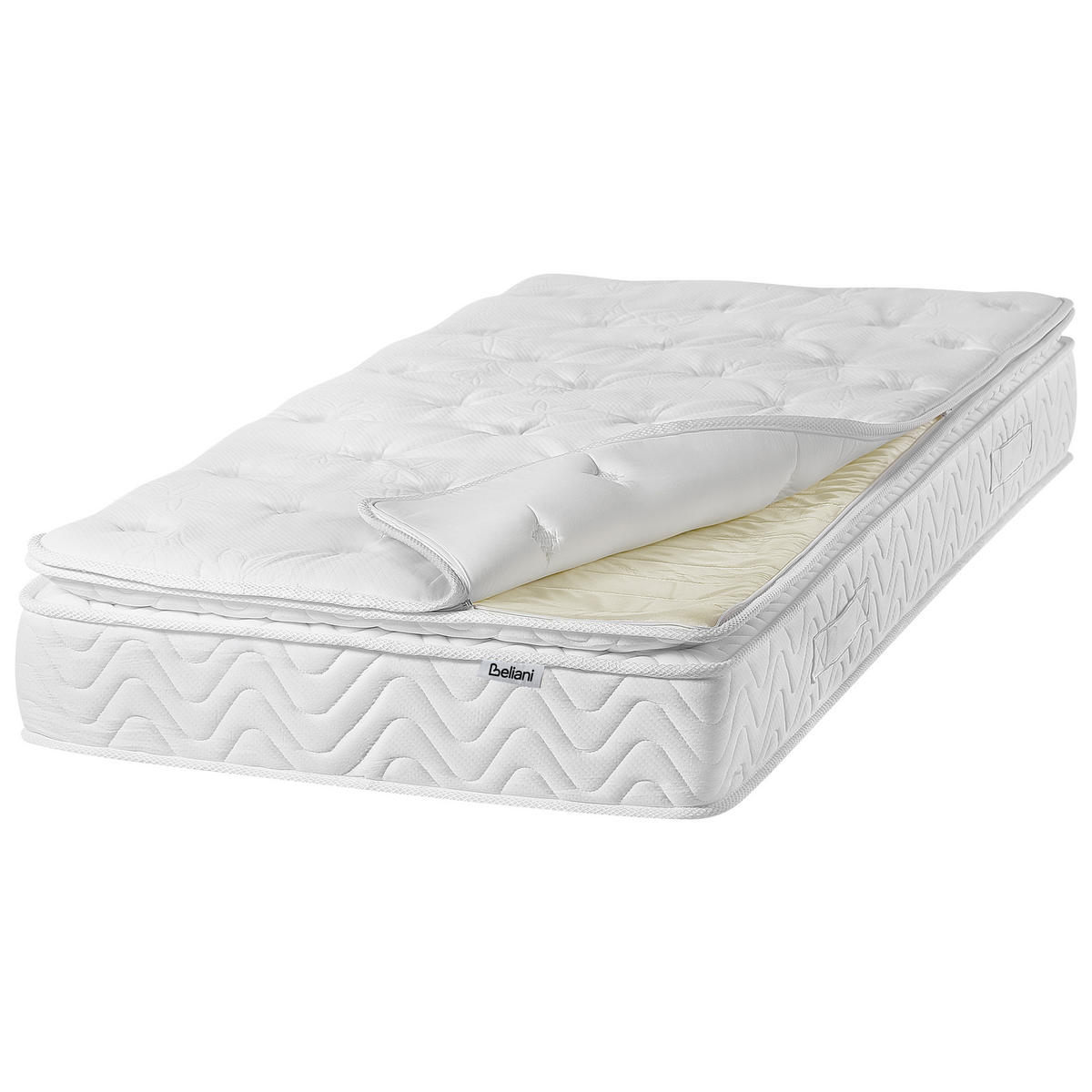 MEMORYSCHAUM-TASCHENFEDERKERNMATRATZE H3/4 Fest 90/200 cm Luxus - Beige, Textil (90/200cm) - Beliani