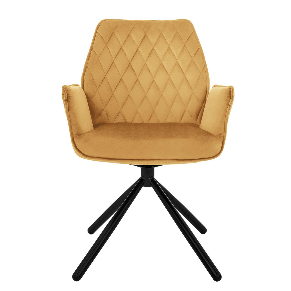 DREHSTUHL Samt Senf 4er Set - Gelb, Metall (63/90/57cm) - ML-DESIGN