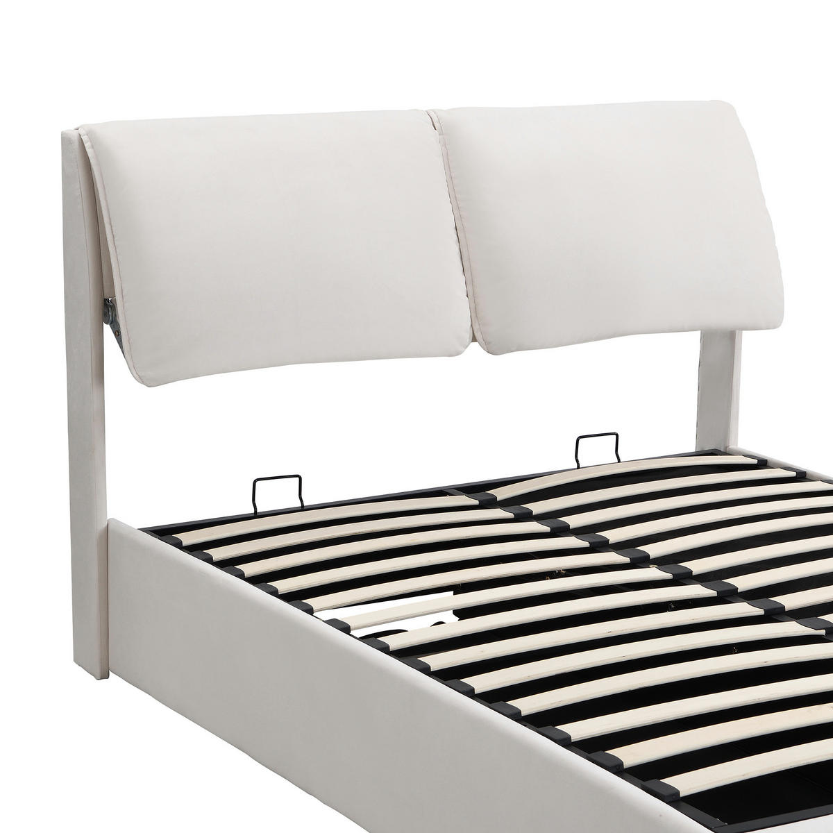 POLSTERBETT aus Samt 140x200 cm Beige mit Bettkasten, 3 Schubladen und hydraulischer Öffnung - Beige, Textil (140/200cm) - IVMEU