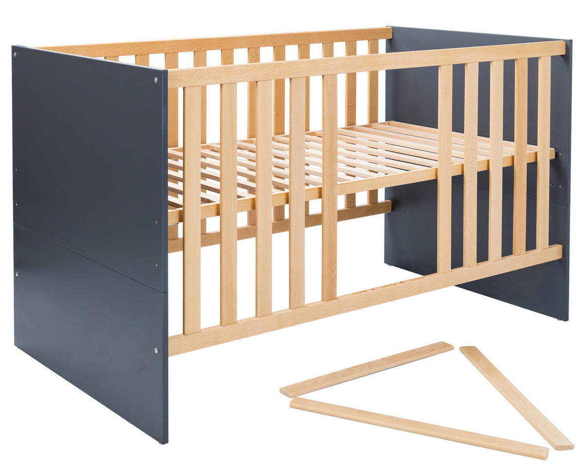 BABYBETT Alessio 70 x 140 cm Anthrazit - Anthrazit/Eiche Artisan, Holz/Holzwerkstoff (70/140cm) - arthur berndt