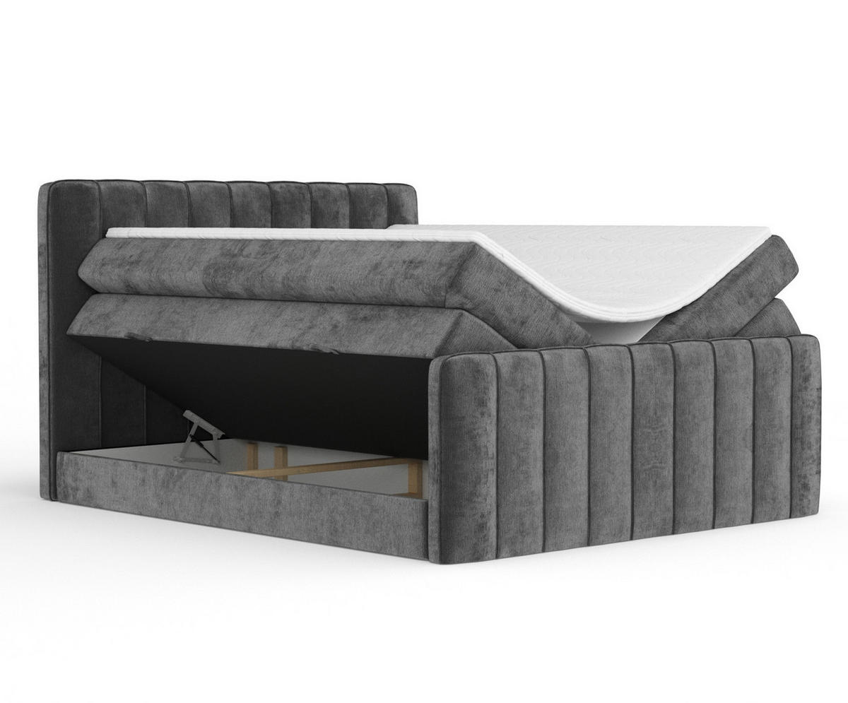 BOXSPRINGBETT Novara Anthrazit 160/200 cm - Anthrazit/Schwarz, Holz/Holzwerkstoff (160/200cm) - Maison de Reve