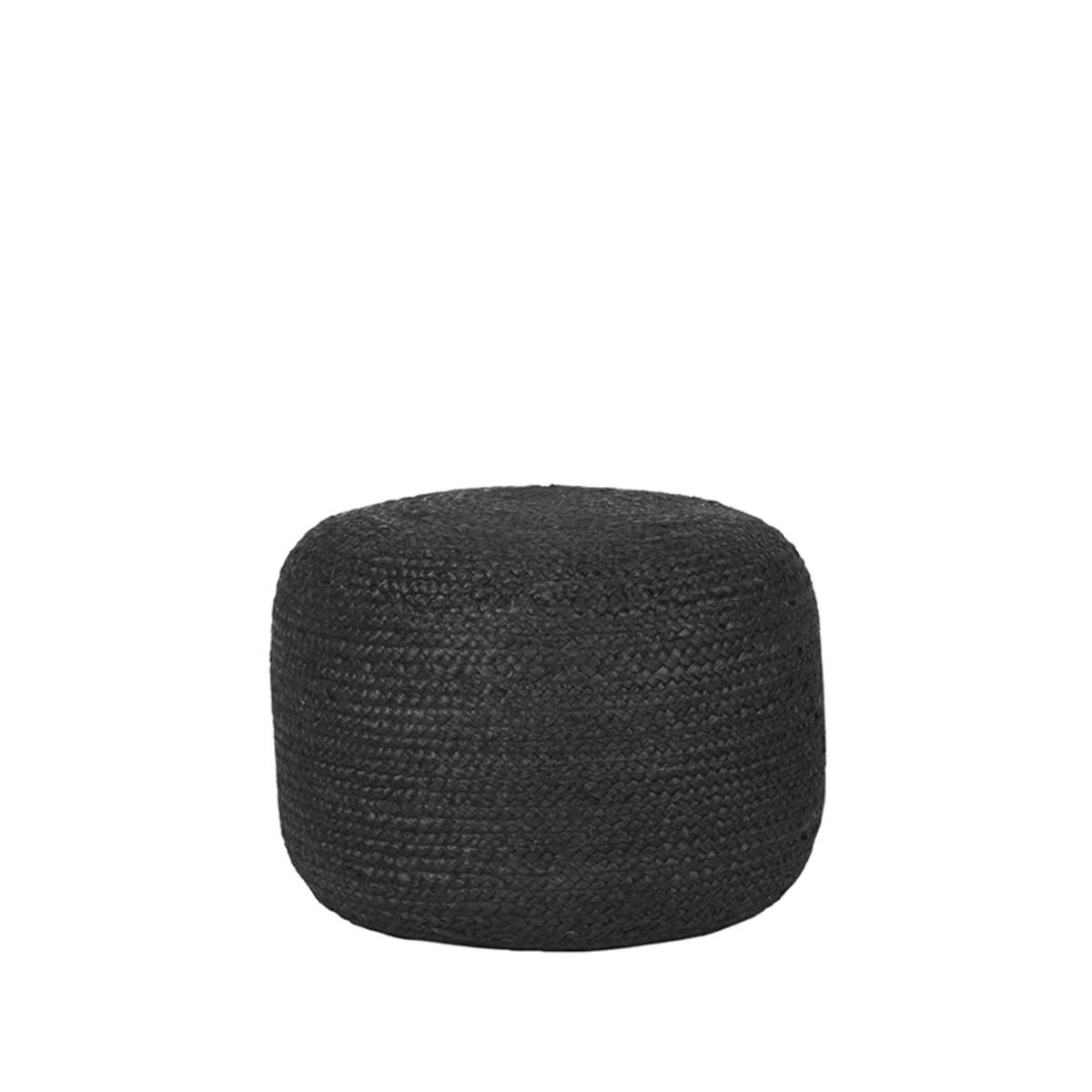 POUF Jute Schwarz 50/50/35 cm - Schwarz, Textil (50/35/50cm) - LABEL51