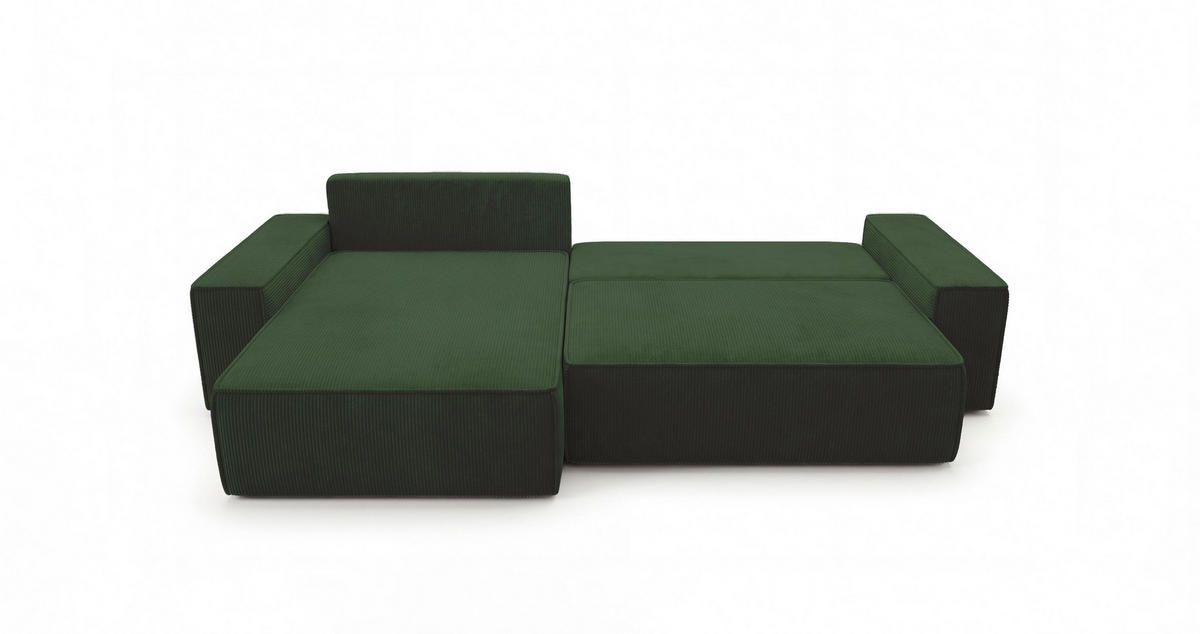 ECKSOFA California mit Schlaffunktion Grün Links - Grün, Textil (280/185cm) - Cornero