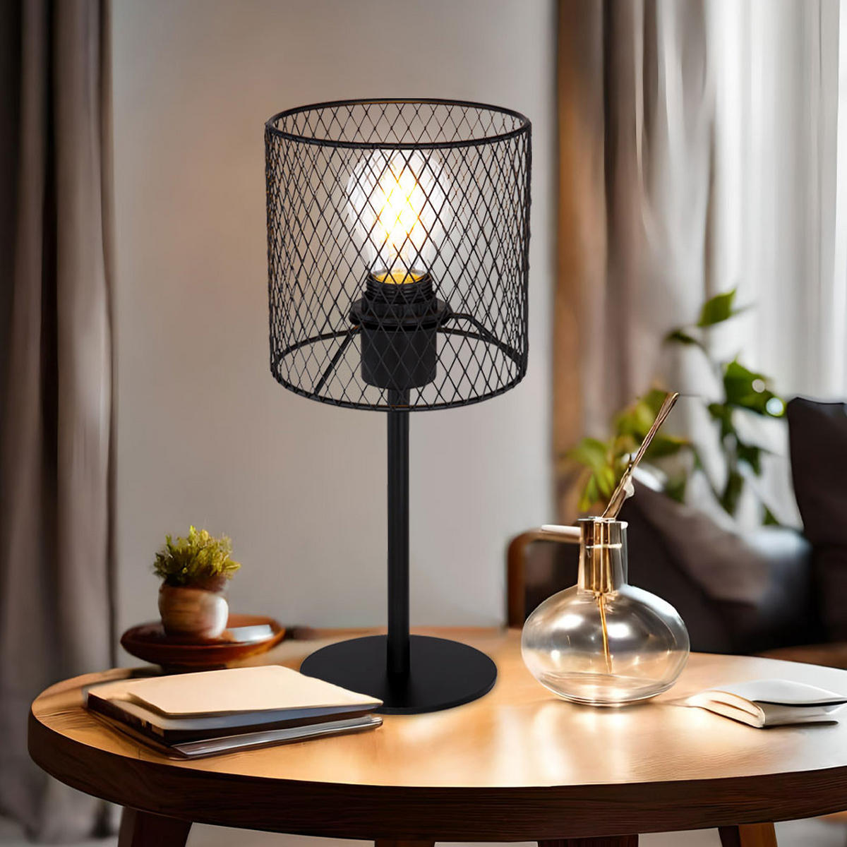 LED TISCHLEUCHTE Metall Schwarz - Schwarz, Metall (15/15/35cm) - Globo Lighting