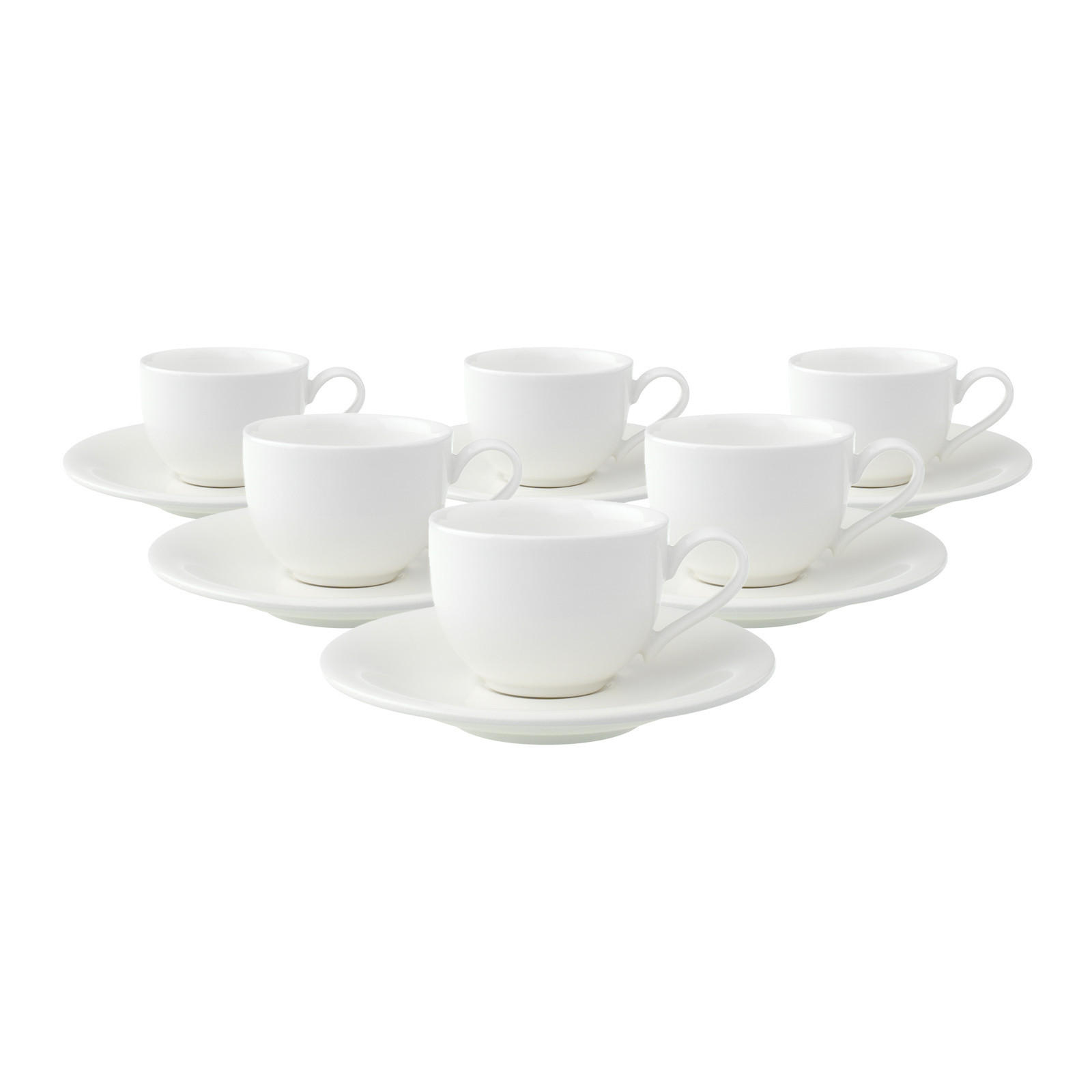 ESPRESSOTASSEN MIT UNTERTASSEN New Cottage Basic weiß 50 ml 6er Set - Weiß, Keramik (12/6.1/12cm) - Villeroy & Boch