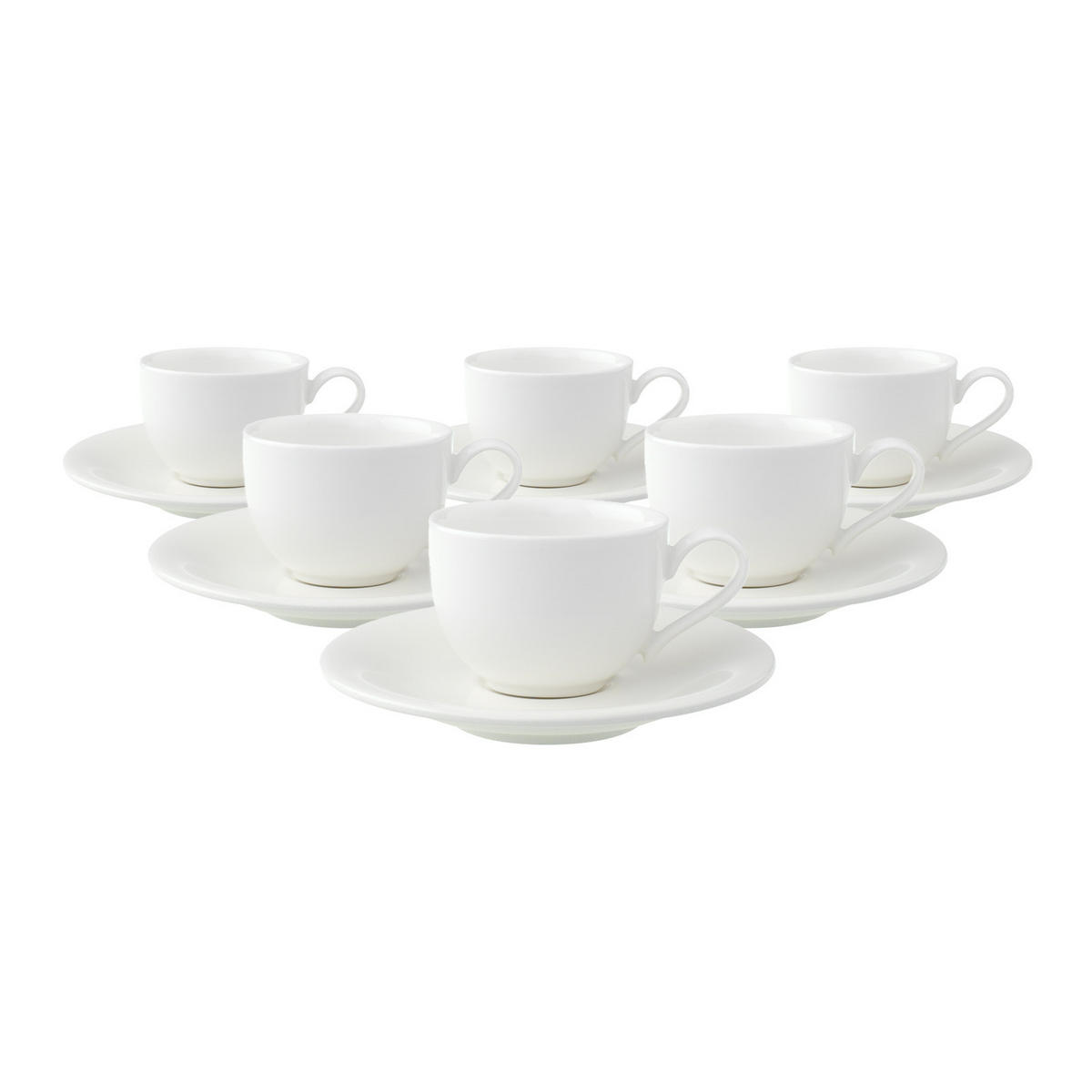 ESPRESSOTASSEN MIT UNTERTASSEN New Cottage Basic weiß 50 ml 6er Set - Weiß, Keramik (12/6.1/12cm) - Villeroy & Boch