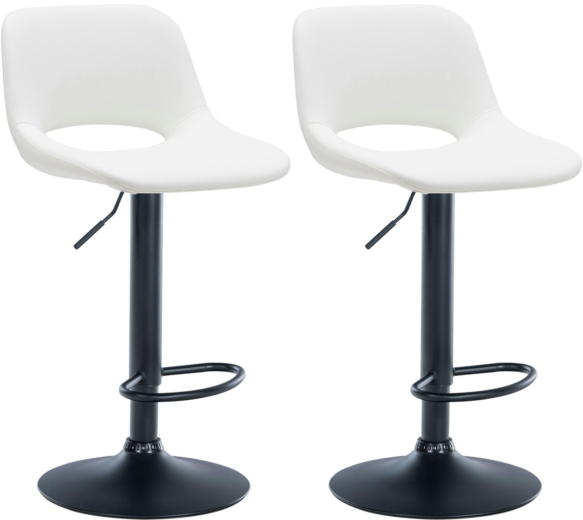 BARHOCKER 2er Set Lederlook weiß - Schwarz/Weiß, Textil/Metall (42/86/46cm) - CLP