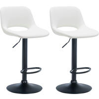 BARHOCKER 2er Set Lederlook weiß - Schwarz/Weiß, Textil/Metall (42/86/46cm) - CLP