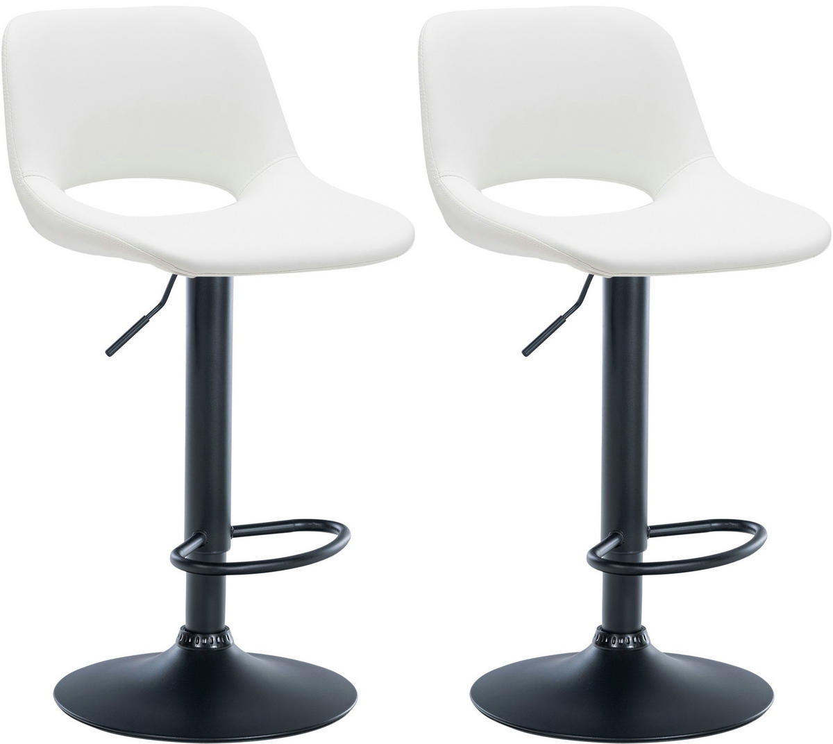 BARHOCKER 2er Set Lederlook weiß - Schwarz/Weiß, Textil/Metall (42/86/46cm) - CLP