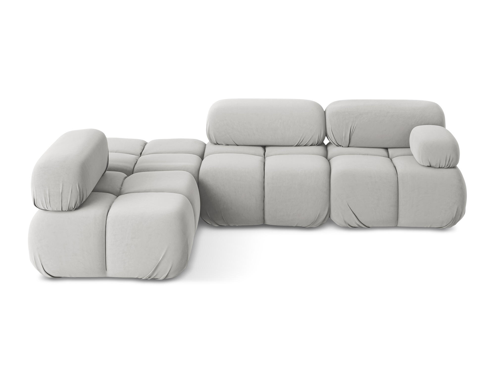 ECKSOFA Links Samt Stoff Grau - Silberfarben/Schwarz, Kunststoff/Textil (190/285cm) - Makamii