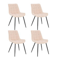 POLSTERSTUHL Esszimmer Cord IKALO – 4er Set Creme - Beige/Creme, Textil/Metall (61.5/79.8/50.5cm) - Home Deluxe