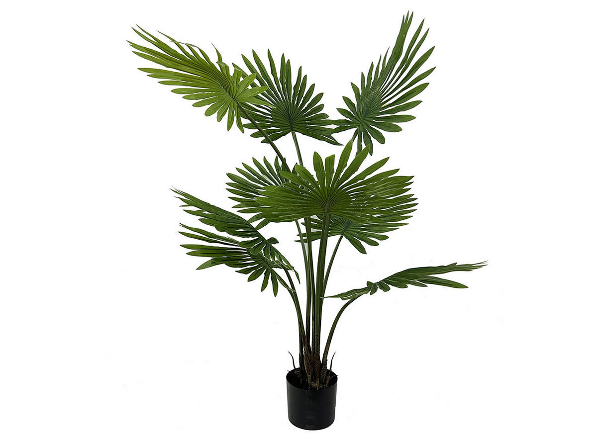 DEKOPFLANZE Fan Palm Tree 83/83/108 cm - Grün, Kunststoff (108cm) - Present Time