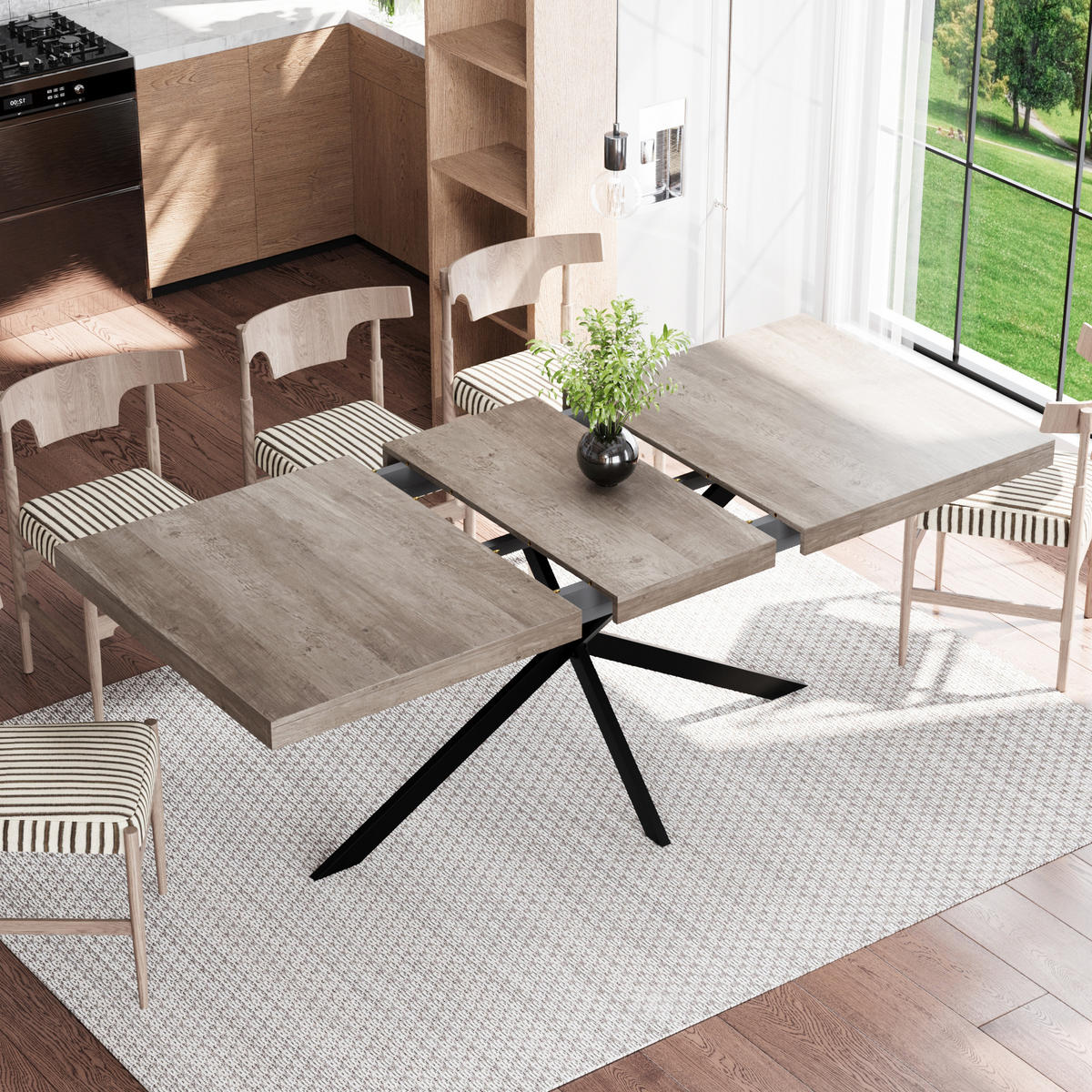 ESSTISCH Grau mit verstecktem Stauraum 140-180/80/76 cm - Grau, Holz (80/160/76cm) - Oxeza