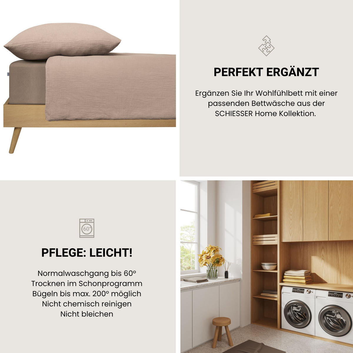 SPANNBETTLAKEN Elli 97 % Baumwolle, 3 % Elasthan 150x200 cm Braun - Braun, Textil (150/200cm) - SCHIESSER