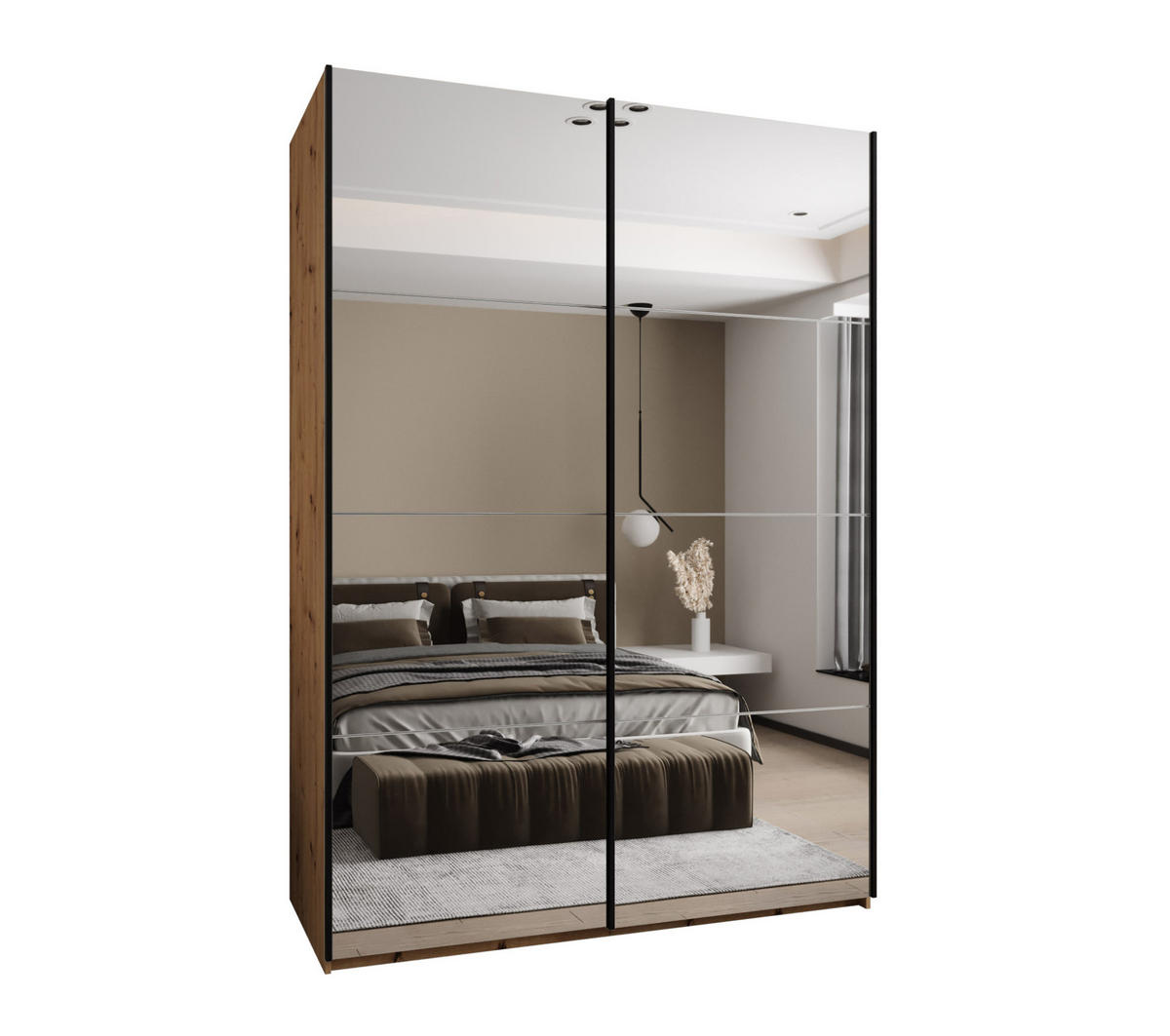 SCHWEBETÜRENSCHRANK 245,5/170/64 2-türig - Schwarz/Weiß, Holz/Metall (170/245/64cm) - Abiks Möbel