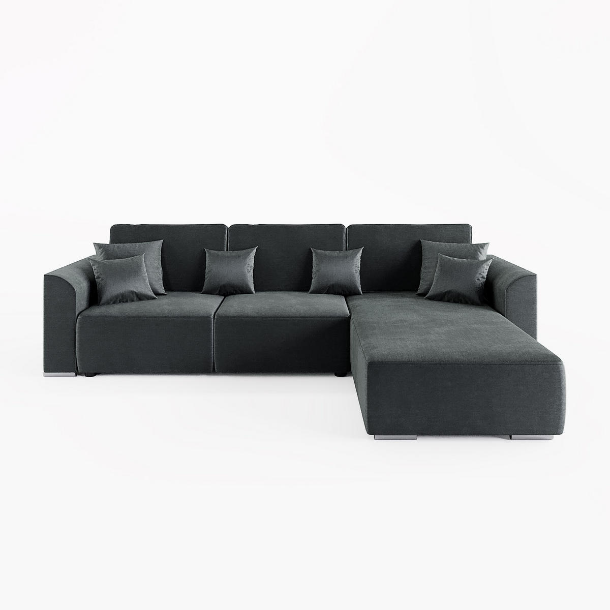 ECKSOFA LUMO L Rechts Braun Velours-Stoff mit Schlaffunktion und Bettkasten - Dunkelbraun, Textil (293/195cm) - Barchello