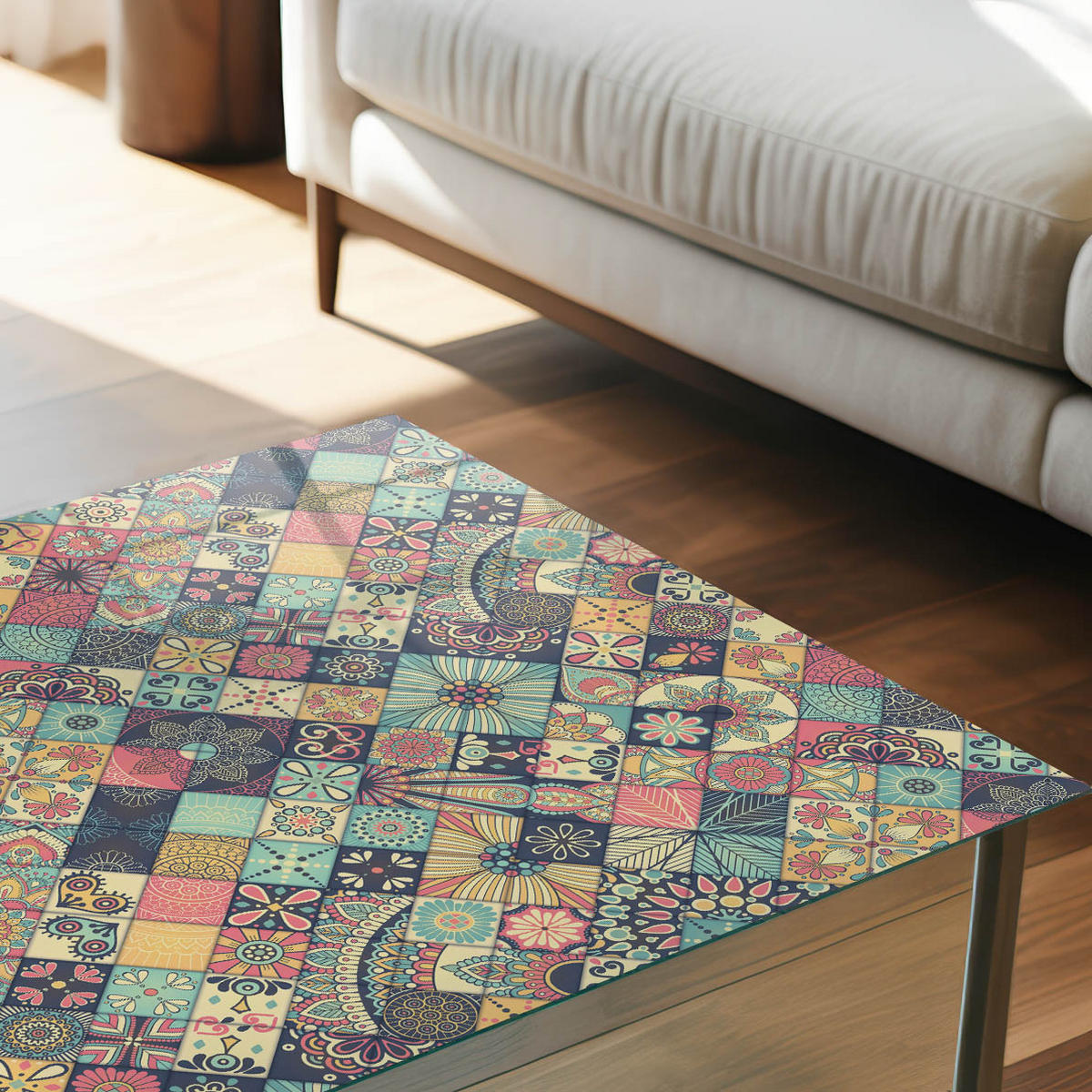 TISCHPLATTE 50x50 cm – Mosaik der Farben - Beige, Glas (50/50/0.4cm) - Wallfluent