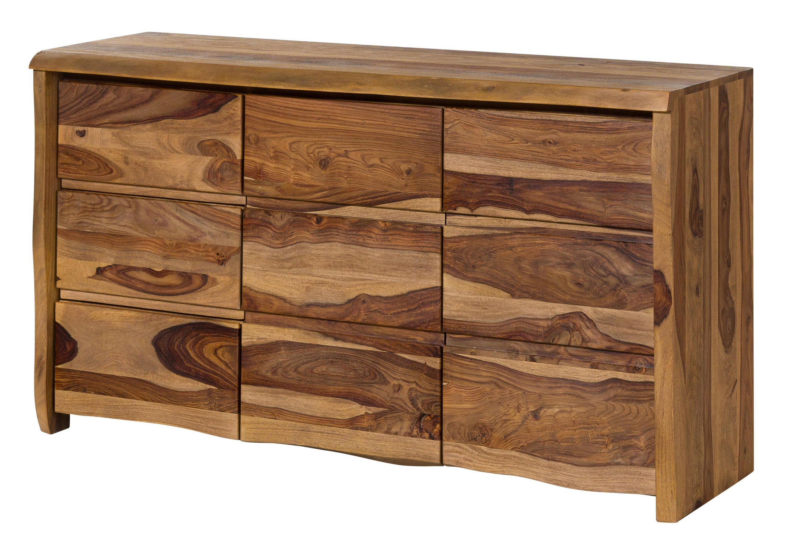 SIDEBOARD Sheesham 146x45x80 natur lackiert / sandgestrahlt PURE SHEESHAM #216 - Braun, Holz (146/80/45cm) - Massivmoebel24