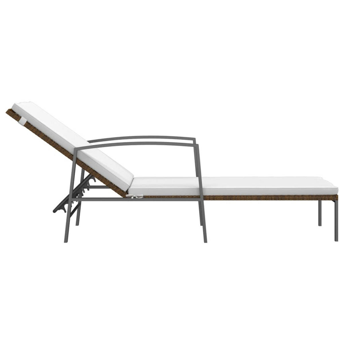 SONNENLIEGE mit Auflage Poly Rattan Braun - Braun, Kunststoff (60/95/195cm) - furnicato