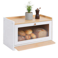 DÓZA na chlieb - biela, drevo/plast (40/26/25cm) - Relaxdays