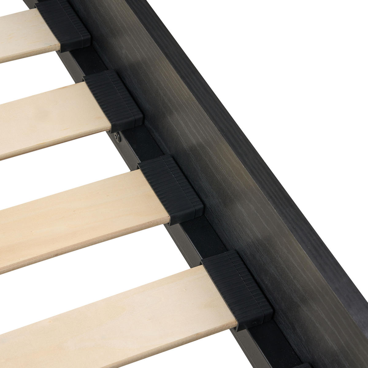 POSTEL s roštem 120/200 cm Faserplatte, PE Ratan Černá Monpazier - černá, přírodní materiály (120/200cm) - Beliani