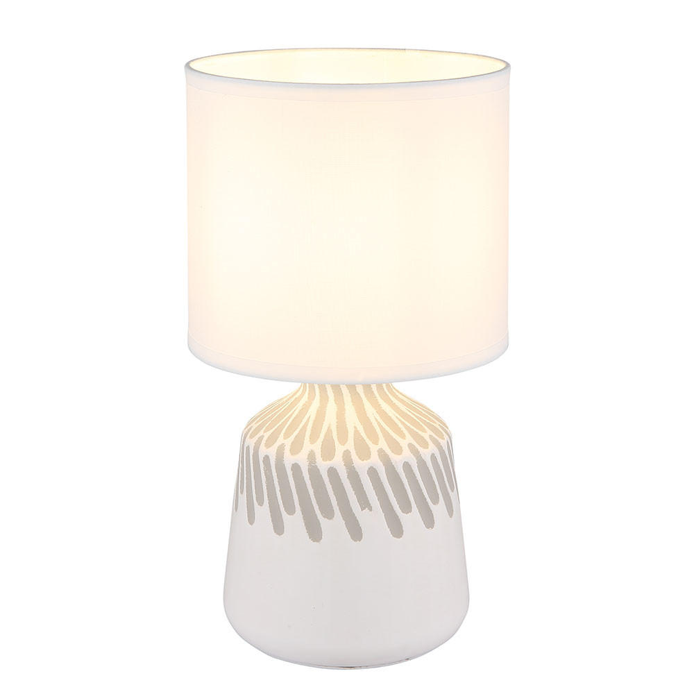 TISCHLEUCHTE Keramik Weiß - Weiß, Textil (17.5/17.5/31.5cm) - Globo Lighting
