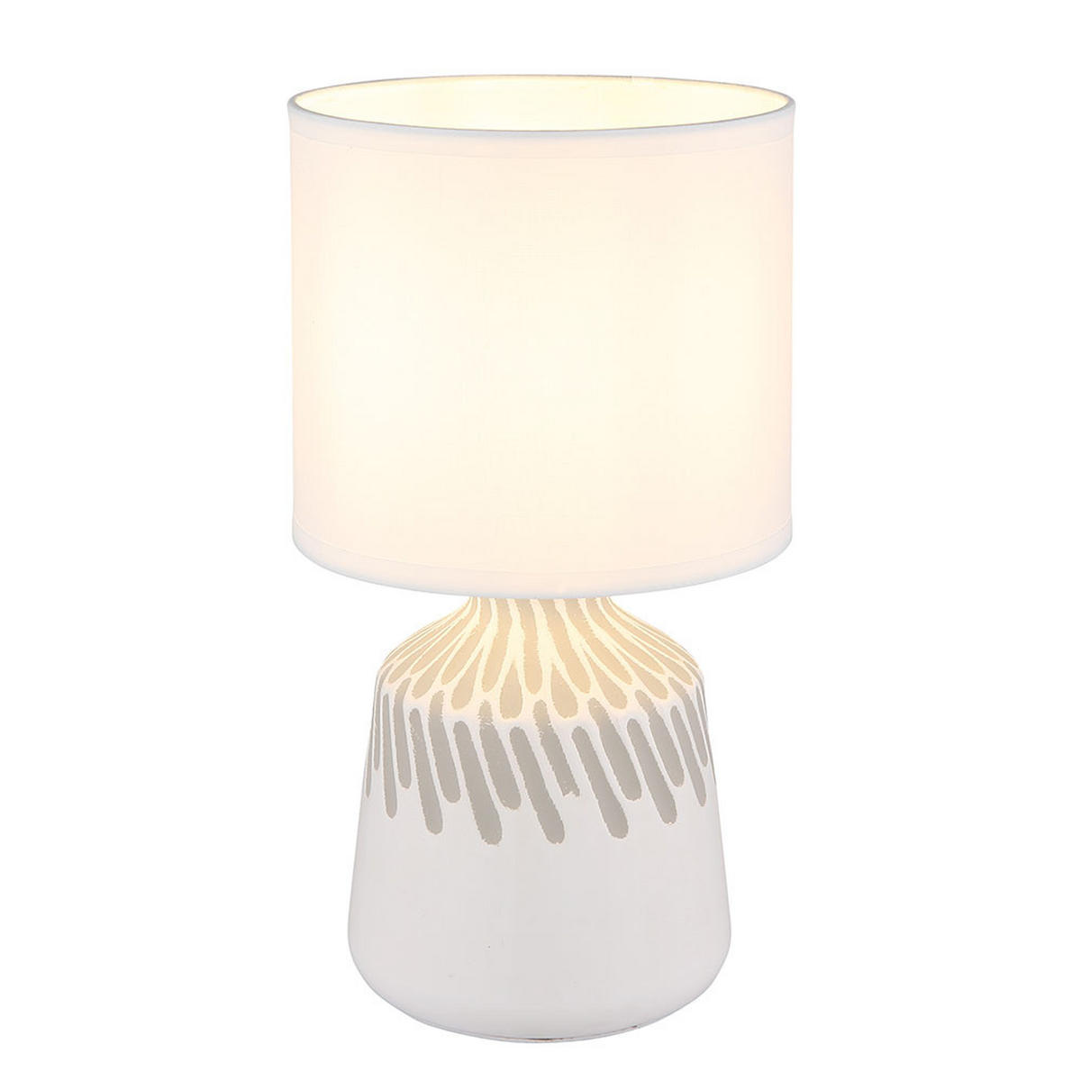 TISCHLEUCHTE Keramik Weiß - Weiß, Textil (17.5/17.5/31.5cm) - Globo Lighting