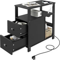 BEISTELLTISCH mit Steckdose, 60x60x30 cm - Schwarz, Holzwerkstoff (30/60/60cm) - Woltu