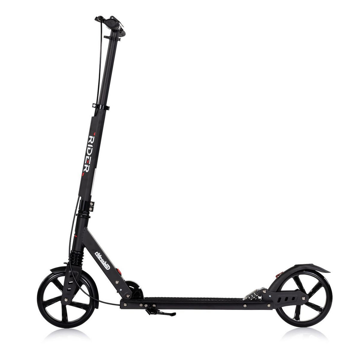 KINDERROLLER Rider PU-Räder schwarz klappbar Stoßdämpfer höhenverstellbar - Schwarz, Metall (95/12/100cm) - Chipolino