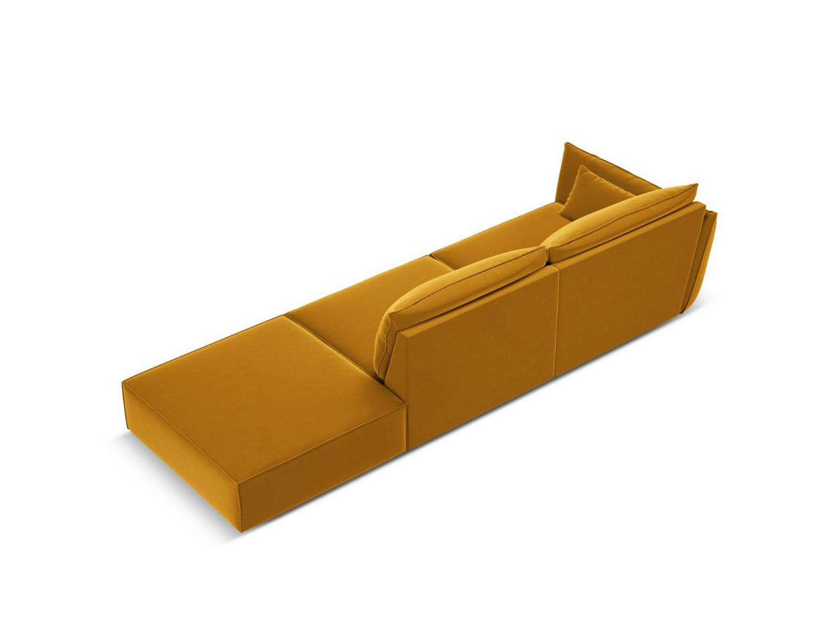RECHTES-SOFA Kaelle aus Samt gelb 4 Sitzplätze - Gelb, Textil (110/85/264cm) - Micadoni