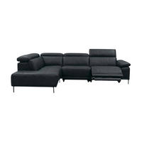 ECKSOFA Linus Echtleder mit 1 x Relaxfunktion Schwarz - Schwarz, Leder/Metall (220/262cm)