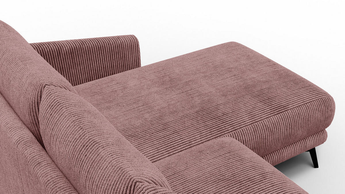 ECKSOFA VILT 3-Sitzer, altrosa - Schwarz/Altrosa, Holzwerkstoff/Textil (221/156cm) - Courtois Laville