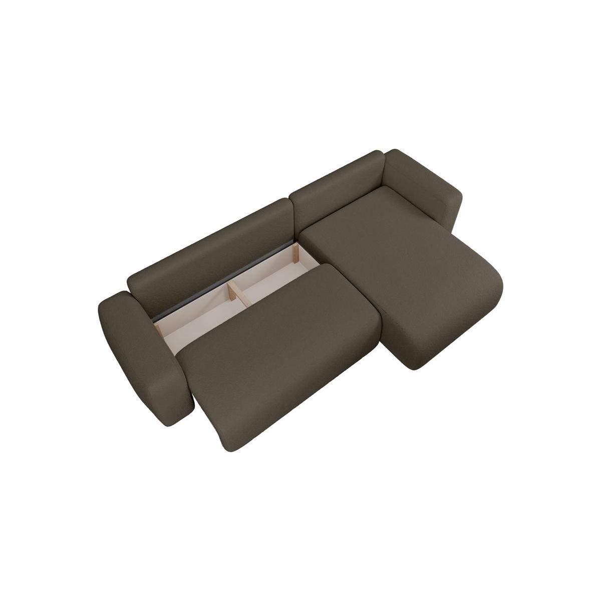 ECKSOFA TALW L mit Schlaffunktion, Dunkelbraun - Dunkelbraun, Textil (294/185cm) - Fedve