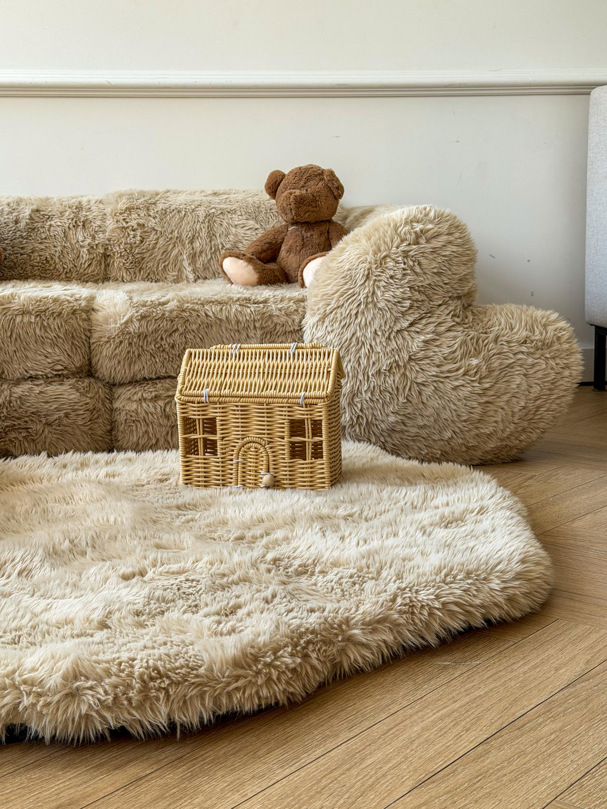 KINDERSOFA Mammoth 6-teilig flauschig - Beige, Textil (120/25/60cm) - MeowBaby