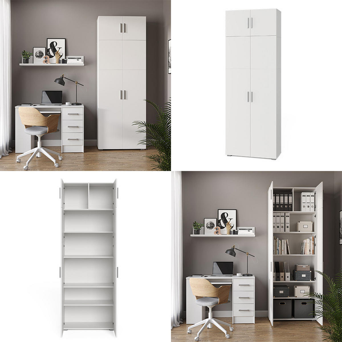 AKTENSCHRANK Frank Weiß 80 x 182.4 cm mit Schrankaufsatz - Weiß, Holzwerkstoff (80/182.4/37cm) - Vicco