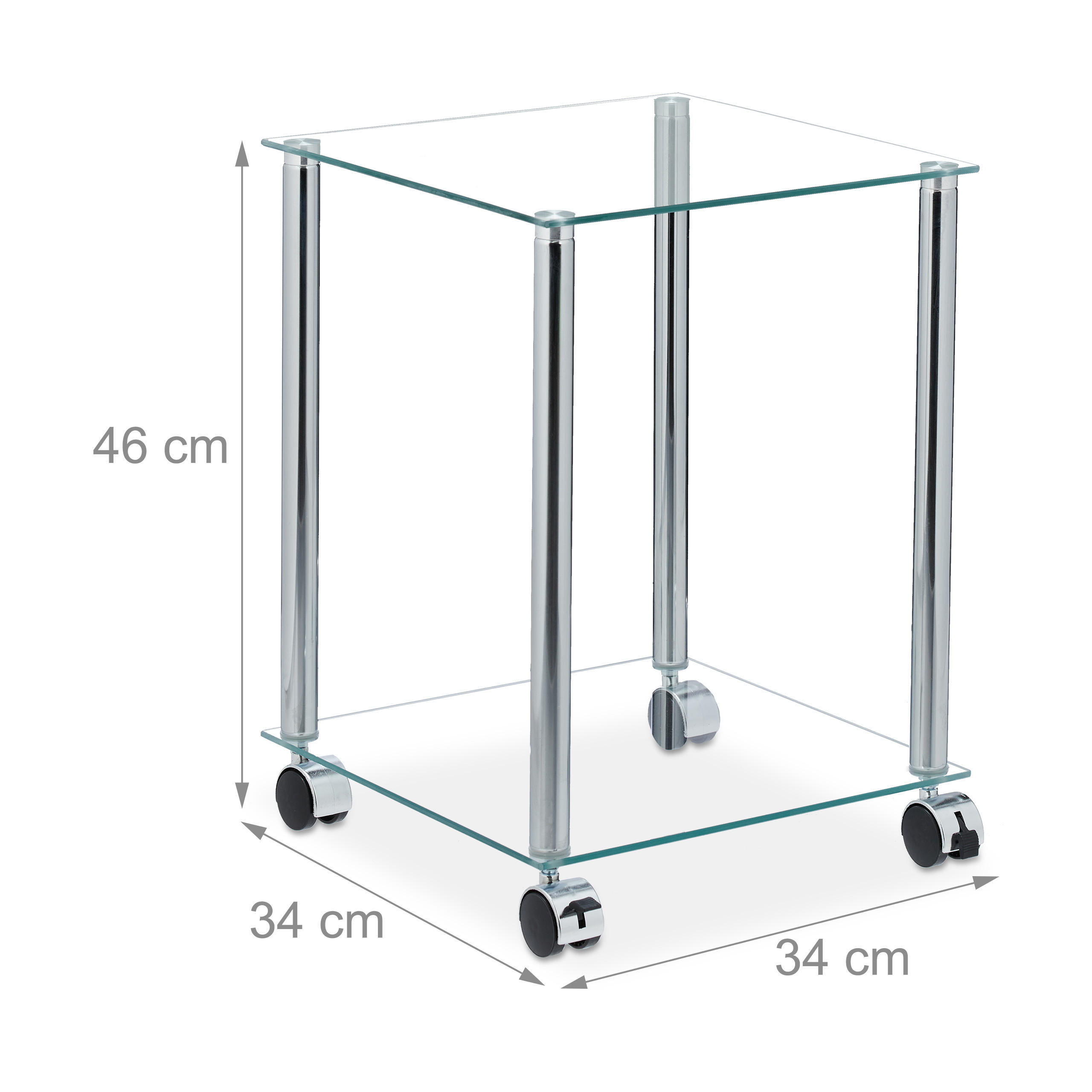 Thumbnail - Relaxdays Beistelltisch, Mehrfarbig, Glas, Metall, Kunststoff, 34x46x34 cm, Wohnzimmer, Wohnzimmertische, Beistelltische