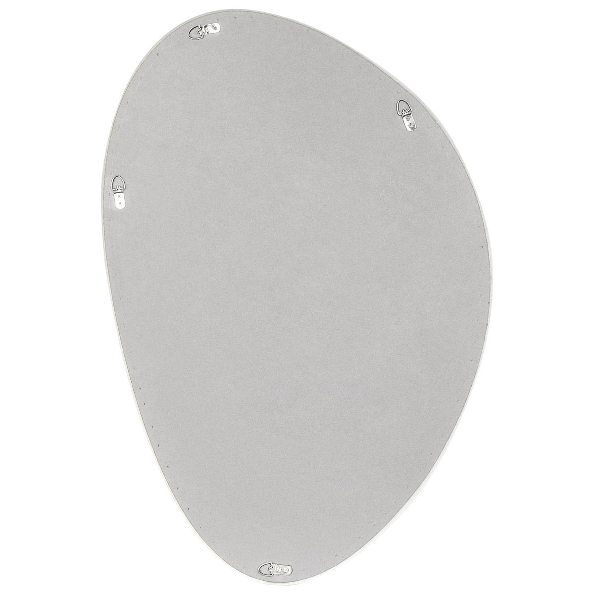 WANDSPIEGEL Samtstoff weiß oval 60/90 cm Audes - Weiß, Textil (60/90/4cm) - Beliani